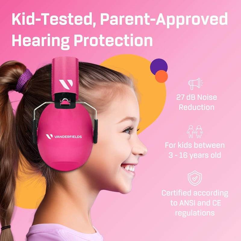 Vanderfields Hearing Protection Ear Muffs - Over 33 dB (2K Hz) Broad Noise Cancelling Sound Reduction Earmuffs for Kids 3-12 - Image 2